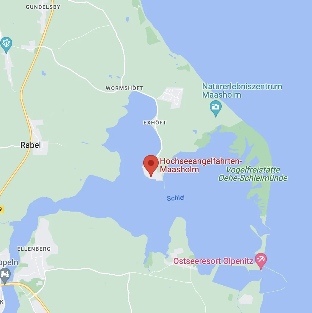 Karte Hochseeangelfahrten Maasholm